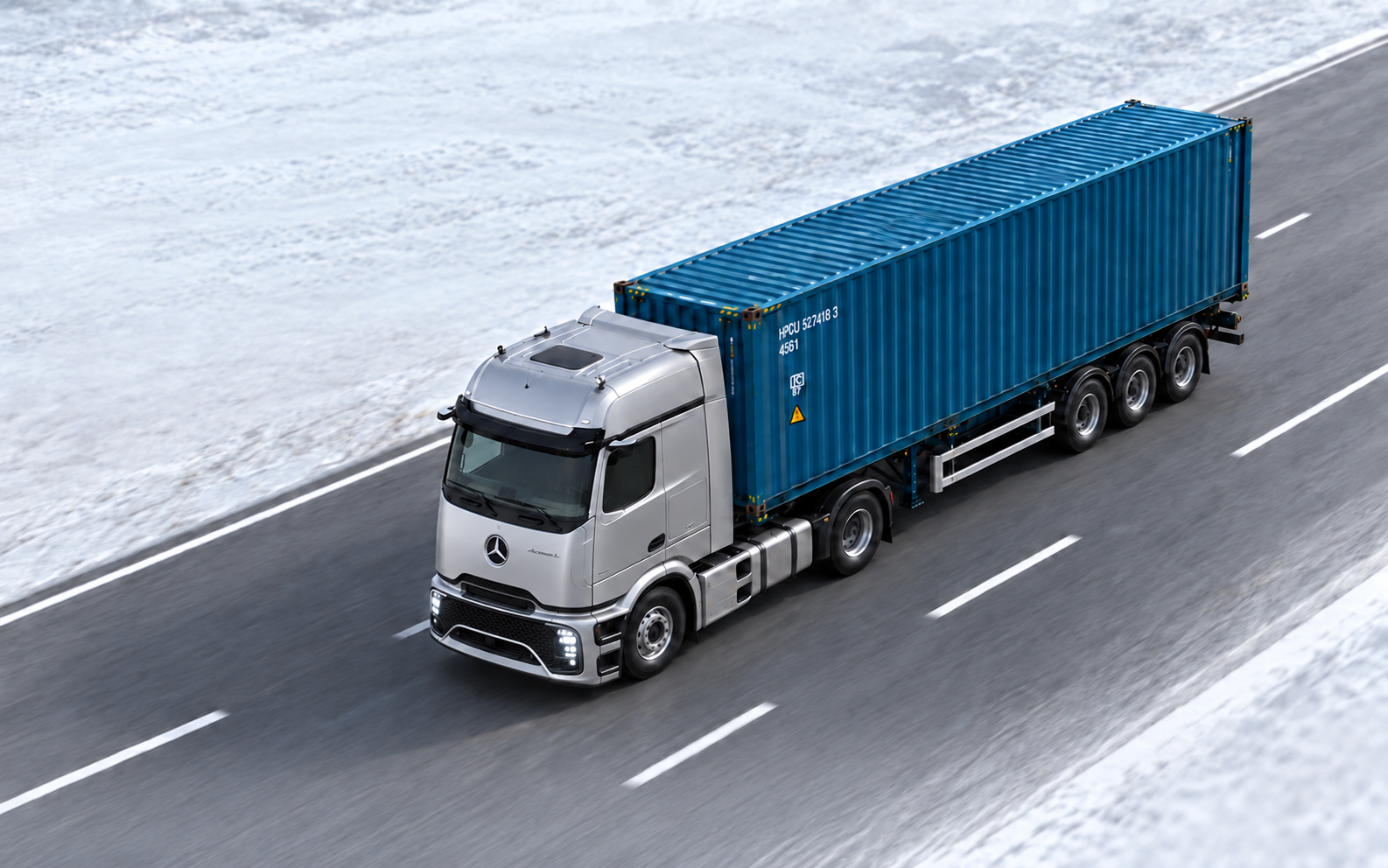 Mercedes-Benz truck on the road
